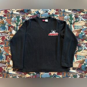 Vintage Women’s Disney Mickey Mouse Black V-neck Fleece Sweatshirt